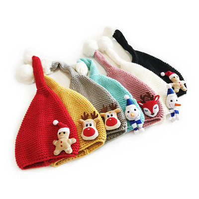 Cappello di lana con motivo a cartoni animati di Natale per bambini