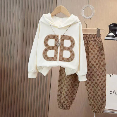 2-Piece Toddler Boy Autumn Casual Letter Hooded Long Sleeves Tops & Print Pants