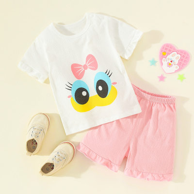 Camiseta y pantalones cortos de pijama con estampado de animales para niña pequeña