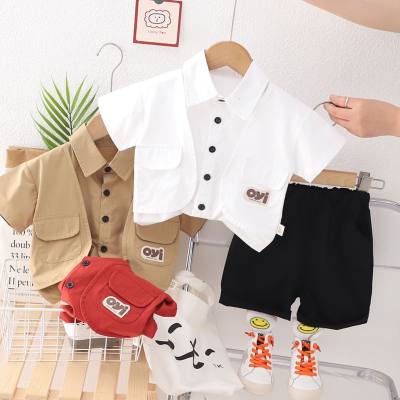 Boys summer short-sleeved suits new style boys baby workwear vest clothes children's summer two-piece suit