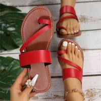 Women's sandals large size women's shoes new fashion spring and summer European and American flat heel toe  Red
