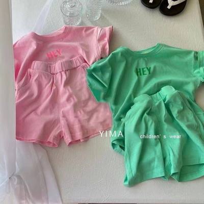 Summer suits for boys and girls 2024 new letter casual clothes ins short-sleeved T-shirt shorts fresh clothes two-piece set