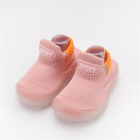 Children's letter high elastic socks soft sole transparent toddler shoes  Pink