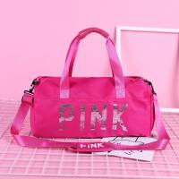 Wet and dry portable crossbody bag, large capacity travel bag  Hot Pink