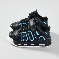 Children's color-blocked alphabet pattern Velcro sneakers  Navy Blue