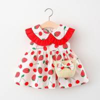Meninas vestido infantil sem mangas colete vestido bebê menina estampa vestido de princesa  Vermelho