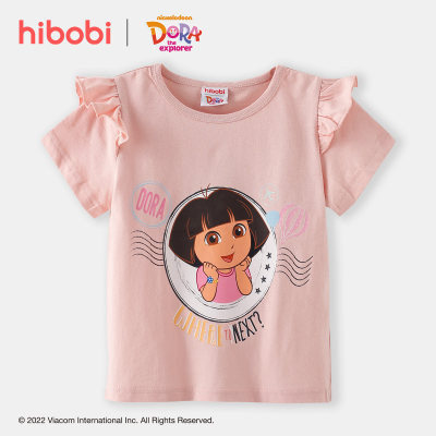 hibobi x Dora Toddler Girls Cute Sweet Printing Cotton Cartoon T-shirt