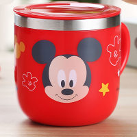 Taza de agua para niños de Disney, taza de leche para bebé de acero inoxidable 316 para el hogar, taza anticaída para la boca del jardín de infantes  rojo