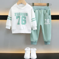 2-Piece Toddler Boy Autumn Casual Solid Color Number Letter Print Long Sleeves Tops & Pants  Green
