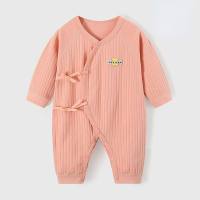 Baby jumpsuit base pure cotton newborn clothes full month newborn baby pajamas romper crawling clothes four seasons  Pink