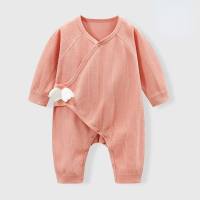 Newborn baby clothes newborn pure cotton boneless romper crawling clothes spring and autumn baby four seasons baby jumpsuit  Pink