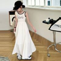 girls vest dress long skirt  White