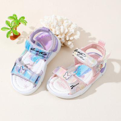Toddler Girl Gradient Color Open Toed Velcro Sandals