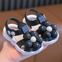 Chaussures de bébé à semelle souple, sandales pour tout-petits  Noir