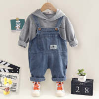 Toddler Boy Casual Letter Print Hoodie & Overalls  Blue