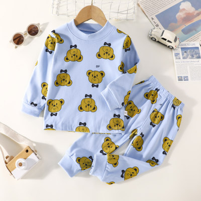 2-piece Toddler Boy Bear Printed Long Sleeve Top & Matching Pants