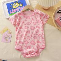 Baby clothes for girls and boys summer spring clothes for girls and boys pure cotton one-piece short-sleeved children's newborn triangle romper  Pink