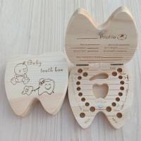 Wooden baby teeth box fetal hair umbilical cord tooth collection box  Multicolor