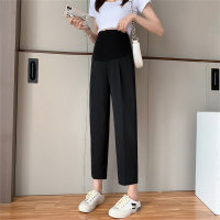 Pregnant women's pants spring and summer casual outer wear early pregnancy summer thin summer suit cigarette pants summer clothes  Black