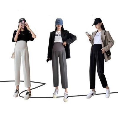 Pregnant women's pants spring and summer casual outer wear early pregnancy summer thin summer suit cigarette pants summer clothes
