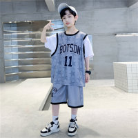 Nuevos uniformes de baloncesto de verano para niños, uniformes de secado rápido para niños medianos y grandes, trajes de dos piezas  gris