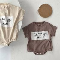 Ropa de bebé recién nacido de verano coreano ins, mono fino para bebé, pelele triangular, ropa holgada para pedos, ropa para gatear  café