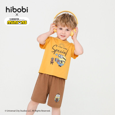 Minions × hibobi Boy Baby Printed Ginger Top & Brown Shorts Suit