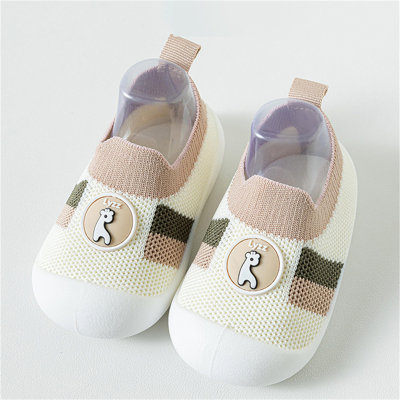 Meias respiráveis combinando com cores listradas para bebês, sapatos infantis