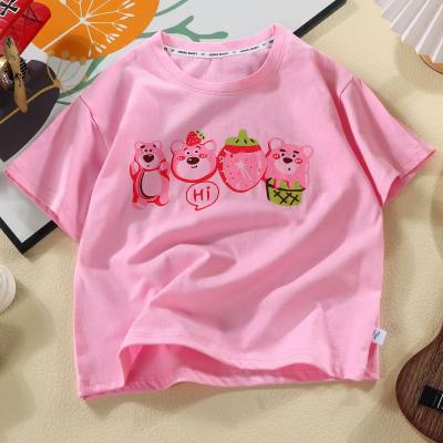 Children's cotton short-sleeved middle and large children's girls T-shirts Class A summer cotton tops children's T-shirts Class A 100% cotton