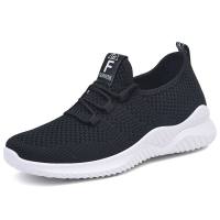 Shoes women new style casual fashion running shoes flying woven breathable women's shoes soft sole trendy sports shoes women  Black