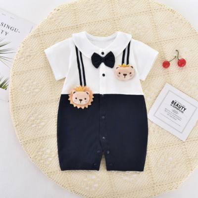 Baby climbing clothes summer clothes newborn boy jumpsuit romper full moon hundred days one year old dress summer thin section