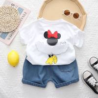 2023 summer Korean version children's clothing wings mouse girls 0-5 years old two-piece summer clothing children's suit dropshipping  White