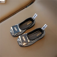 Korean style girls soft-soled fashionable slip-on leather shoes for children sweet princess shoes  Black