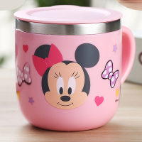 Taza de agua para niños de Disney, taza de leche para bebé de acero inoxidable 316 para el hogar, taza anticaída para la boca del jardín de infantes  Rosado