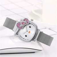 Children's cute helloKT pink diamond watch  Silver