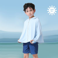 Sun protection clothing children's anti-ultraviolet skin clothing thin coat boys and girls summer ice silk sun protection clothing  Blue