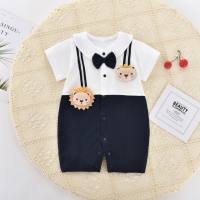 Baby climbing clothes summer clothes newborn boy jumpsuit romper full moon hundred days one year old dress summer thin section  White