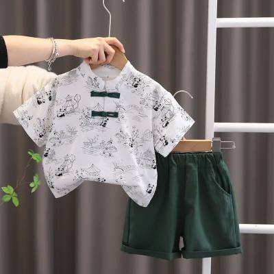 نمط جديد للأولاد الطراز القديم تانغ بدلة طفل ملابس غير رسمية الصيف طفل أنيق النمط الصيني ملابس الأطفال بدلة من قطعتين