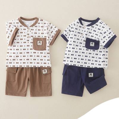 Baby boy 2024 summer suit children's clothing category a pure cotton comfortable summer children's summer clothing children's short-sleeved clothes