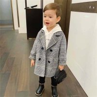 Toddler Boy Solid Color Thick Duffle Coat Trench  Yellow