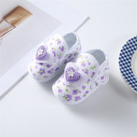 Chaussures pour tout-petits à semelle souple en tissu à nœud floral pour bébés et tout-petits  Violet