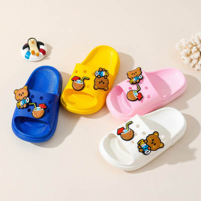 Kid Solid Color Cartoon Decor Slide Sandals