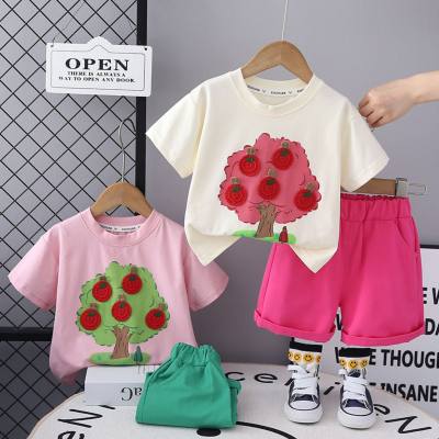 New summer suits for boys and girls, children's fashionable summer T-shirts, short sleeves and shorts, clothes for girls, casual two-piece suits