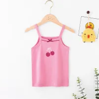 Children's vest summer cartoon print bottoming sling girl baby thin threaded vest  Hot Pink