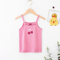 Children's vest summer cartoon print bottoming sling girl baby thin threaded vest  Hot Pink