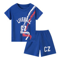Children's sportswear boys suit summer short-sleeved two-piece suit medium and large children's quick-drying clothes boys summer suit  Blue