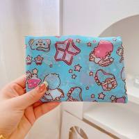 Borsa per la spesa pieghevole Cartoon Kuromi cuore femminile Pacha dog borsa portaoggetti portatile ecologica di grande capacità per supermercato  Blu