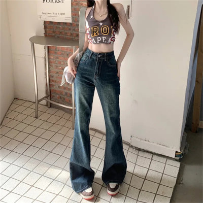 Washed bootcut jeans high waist slim