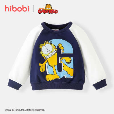 Suéter Garfield ✖ hibobi menino infantil com estampa de raglan manga raglan
