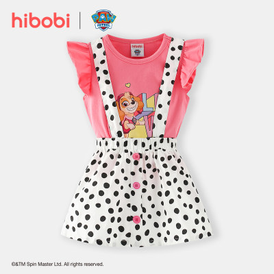 hibobi x PAW Patrol Toddler Girl Sweet Polka Dot Fly Manga Conjunto de vestido estampado